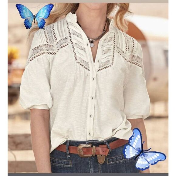 Sundance Catalog Women's Pretty Paperwhites Embroidered Blouse - Picture 1 of 6
